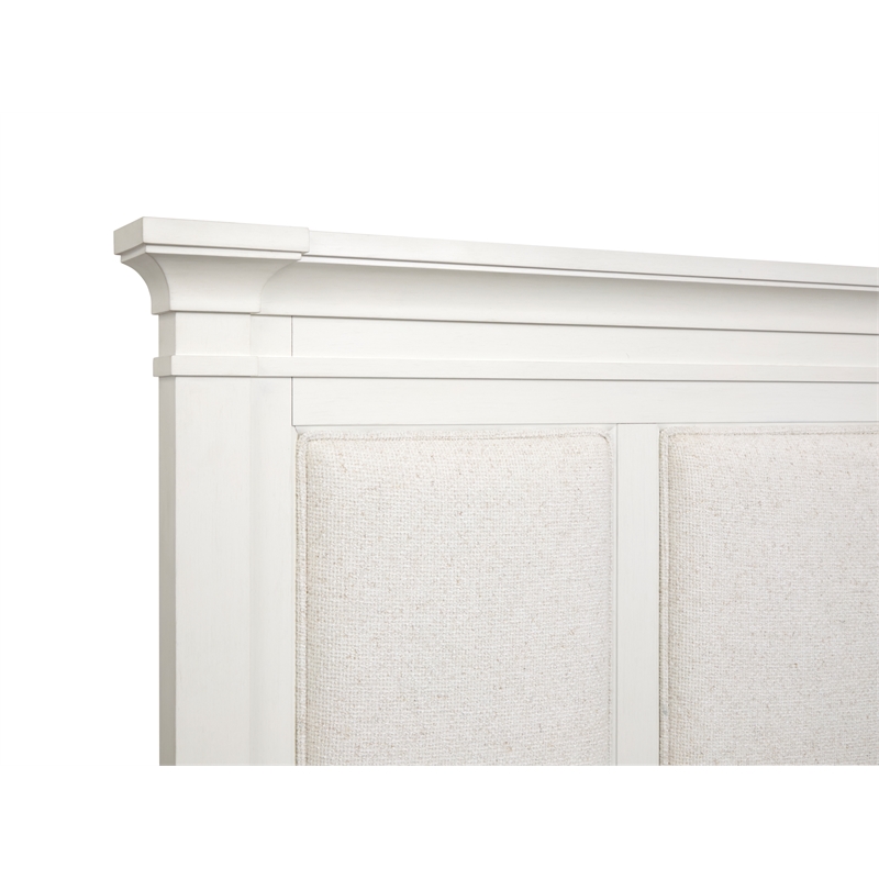 Magnussen Home Kingston Queen Upholstered Panel Bed in White And Nutmeg