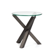 Magnussen Home Jax Round End Table in Carbon Shadow And Chrome