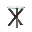 Magnussen Home Jax Round End Table in Carbon Shadow And Chrome