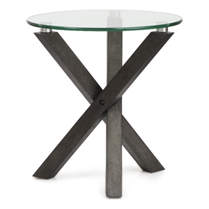 Magnussen Home Jax Round End Table in Carbon Shadow And Chrome