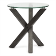 Magnussen Home Jax Round End Table in Carbon Shadow And Chrome