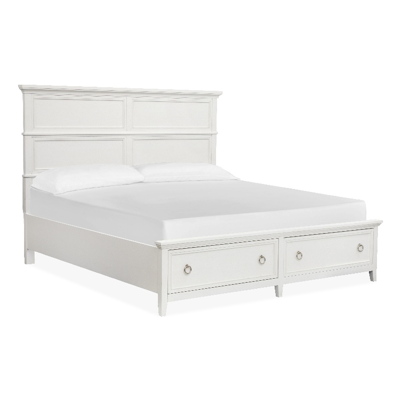 Magnussen Home Juniper Hill Queen Panel Storage Bed in Whisper White