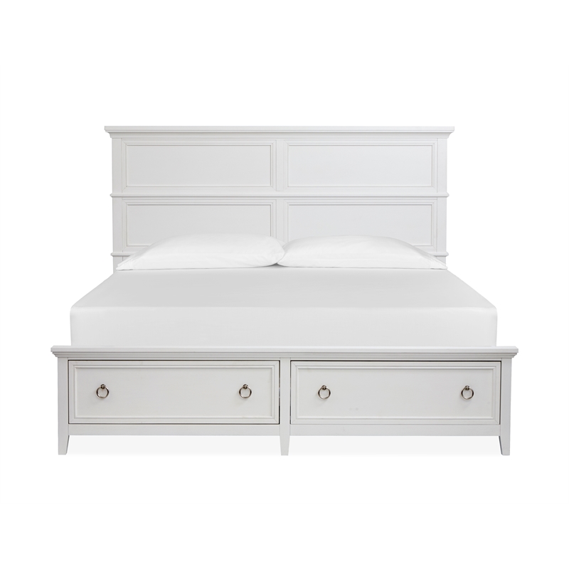 Magnussen Home Juniper Hill King Panel Storage Bed in Whisper White