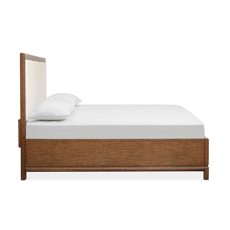 Magnussen Home Ridgefield Queen Upholstered Panel Storage Bed in Russet