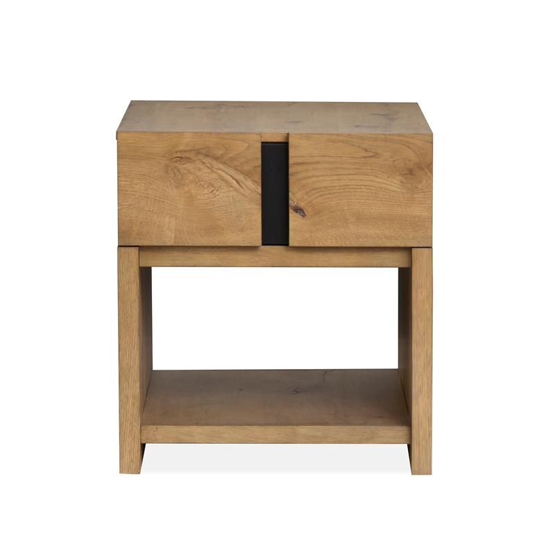 Magnussen Home Ripley Rustic Rectangular End Table in Caramel And Dark Bronze