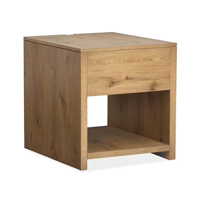 Magnussen Home Ripley Rustic Rectangular End Table in Caramel And Dark Bronze