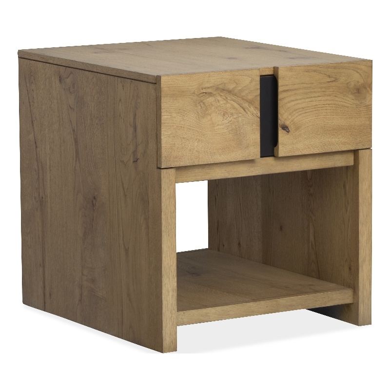 Magnussen Home Ripley Rustic Rectangular End Table in Caramel And Dark Bronze