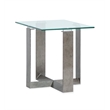 Magnussen Home Holden Rectangular End Table in Aged Pewter And Chrome Pucks
