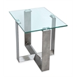 Magnussen Home Holden Rectangular End Table in Aged Pewter And Chrome Pucks