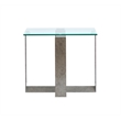 Magnussen Home Holden Rectangular End Table in Aged Pewter And Chrome Pucks