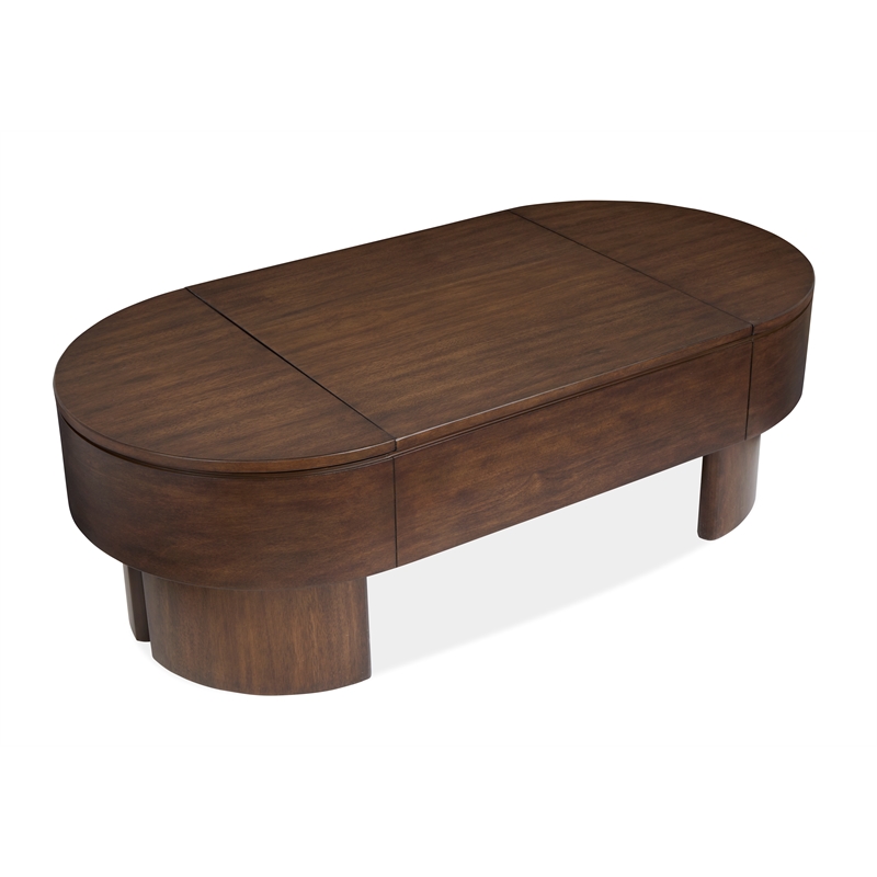 Magnussen Home Holloway Oval Lift Top Cocktail Table in Toasted Almond