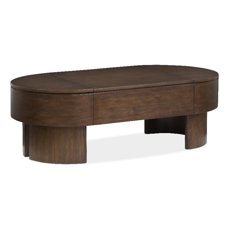 Magnussen Home Holloway Oval Lift Top Cocktail Table in Toasted Almond