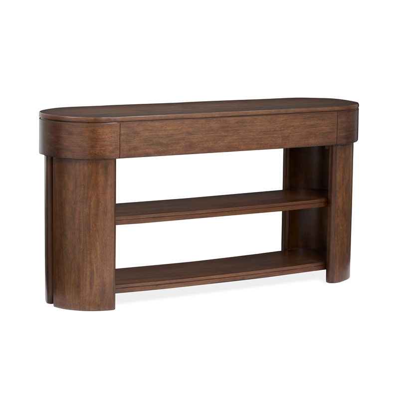 Magnussen Home Holloway Oval Sofa Table in Toasted Almond Brown