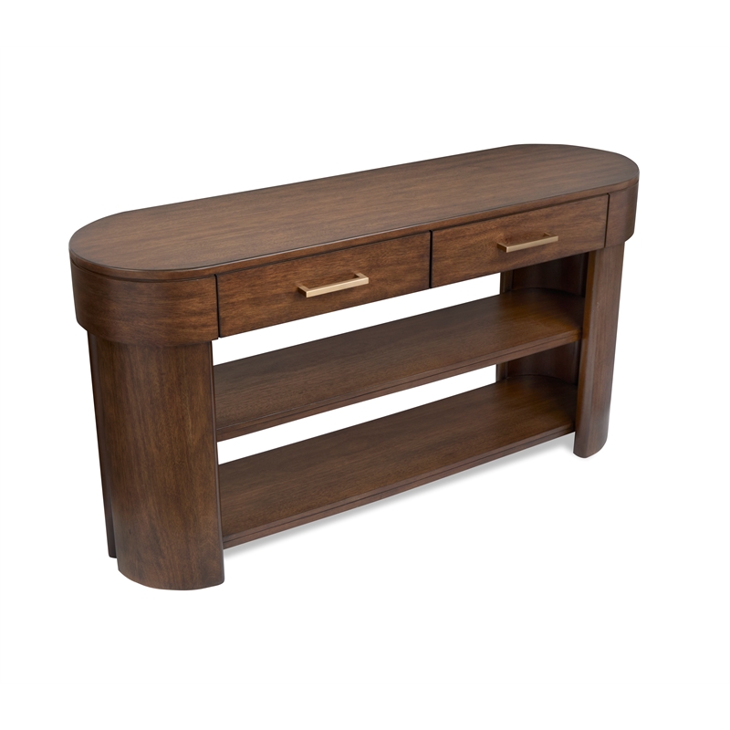 Magnussen Home Holloway Oval Sofa Table in Toasted Almond Brown