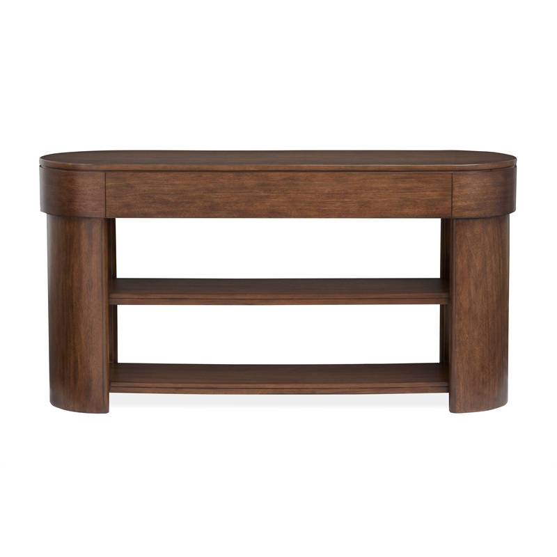 Magnussen Home Holloway Oval Sofa Table in Toasted Almond Brown