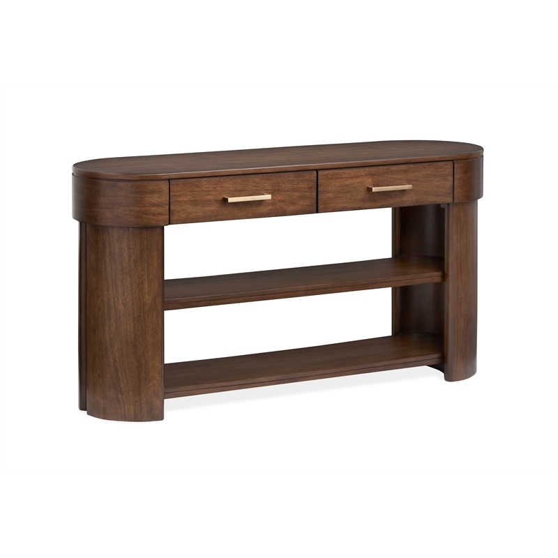 Magnussen Home Holloway Oval Sofa Table in Toasted Almond Brown