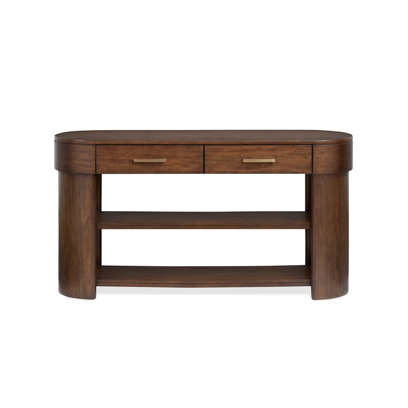 Magnussen Home Holloway Oval Sofa Table in Toasted Almond Brown