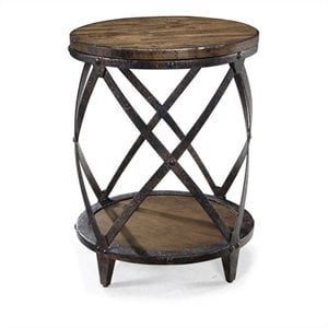 Magnussen Pinebrook Round Accent Table in Distressed Pine