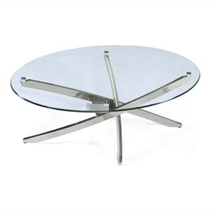 Magnussen Zila Oval Cocktail Table in Brushed Nickel