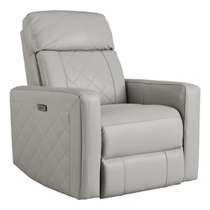 Westwood Design Soho Wood Leather Power-USB Glider Recliner in Cloud Gray
