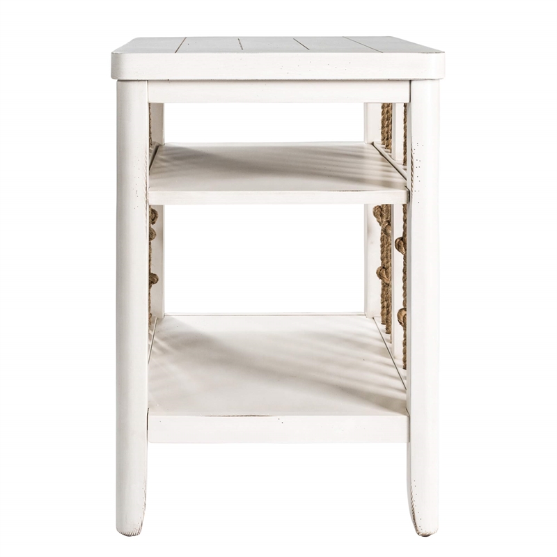 Liberty Furniture Dockside Chair Side Table - White w/ Rope End Panels