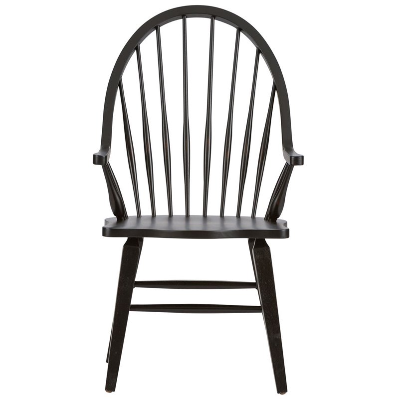 Hearthstone Ridge Dark Brown Windsor Back Arm Chair - Black