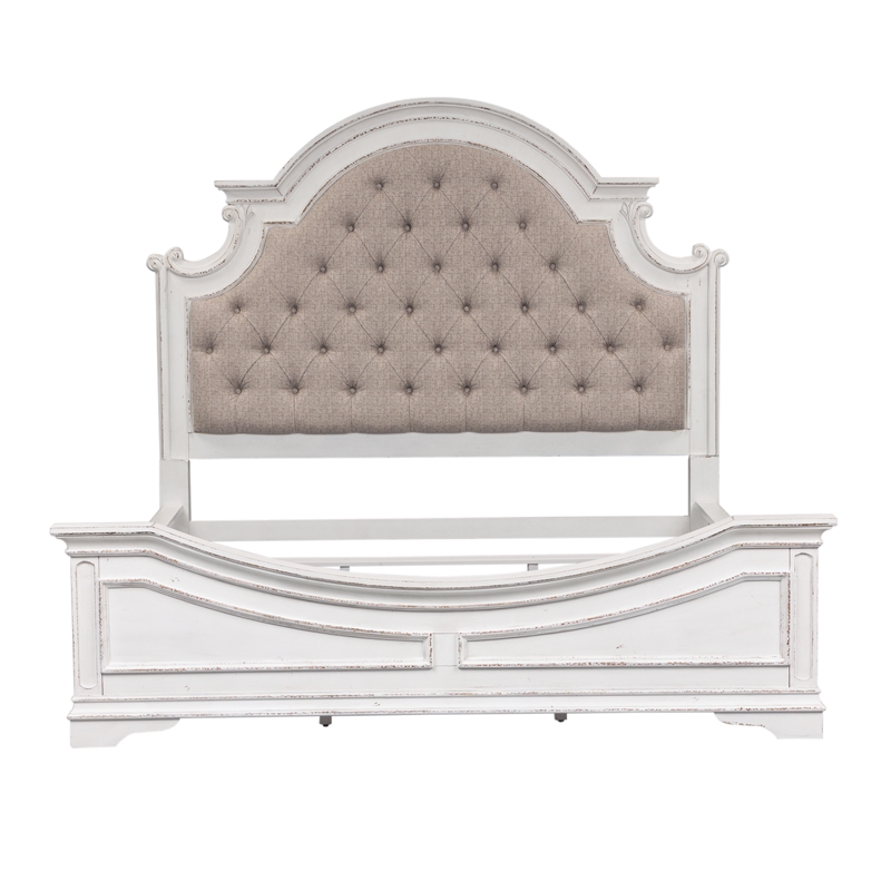 Magnolia Manor White King Upholstered Bed