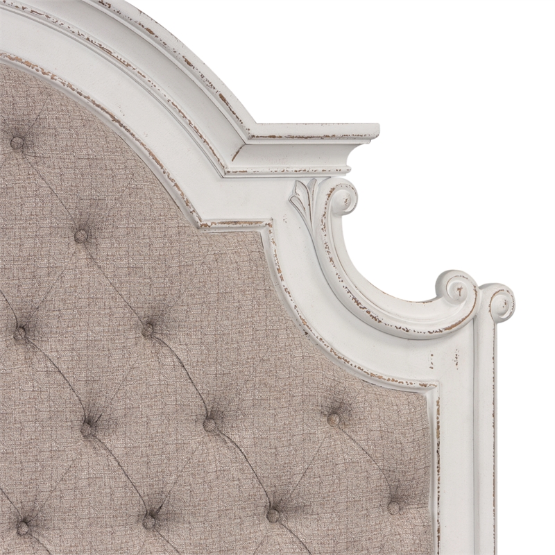 Magnolia Manor White King Upholstered Bed