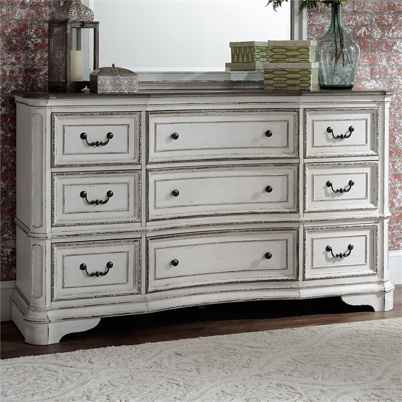 Magnolia Manor White 9 Drawer Dresser