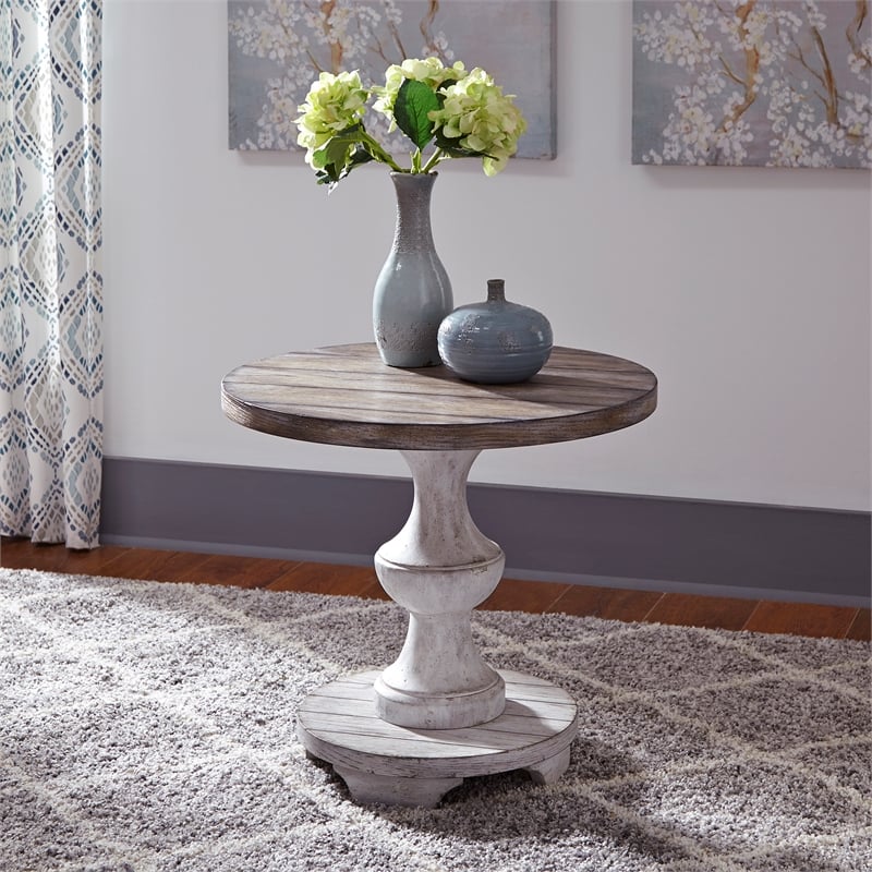 Sedona White Round End Table