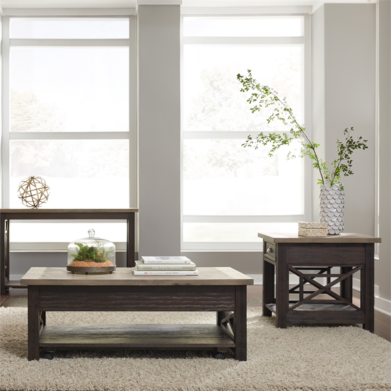 Liberty Furniture Heatherbrook Black with 3 Piece Veneers Living Room Set