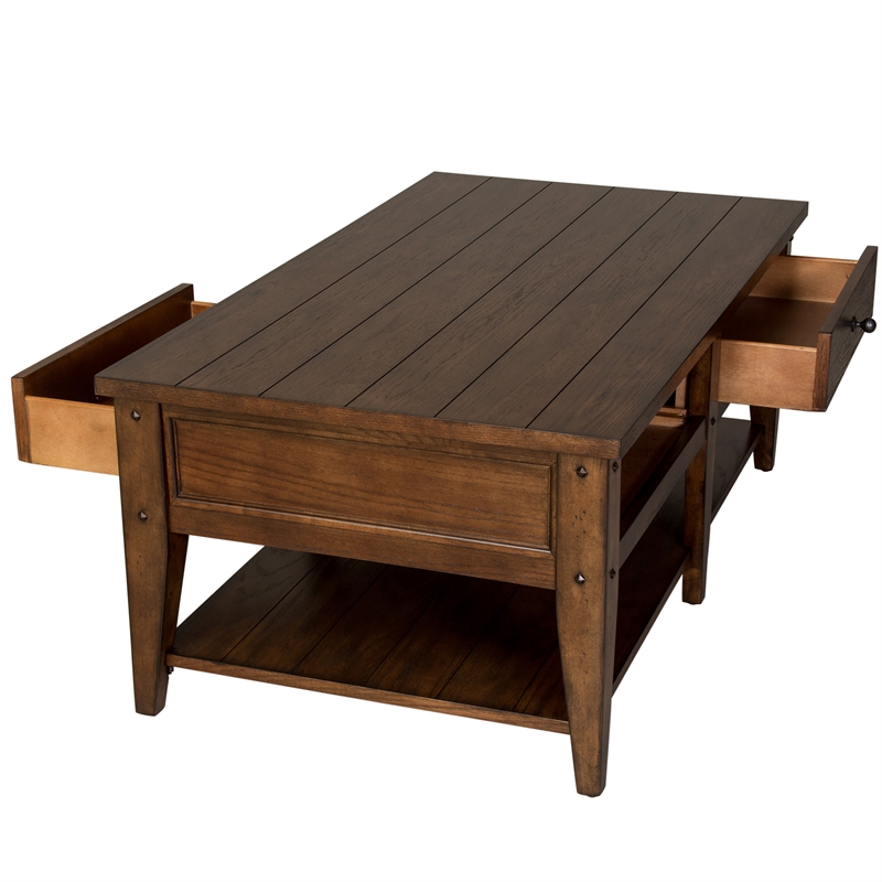 Lake House Dark Brown 3 Piece Set (1-Cocktail 2-End Tables)