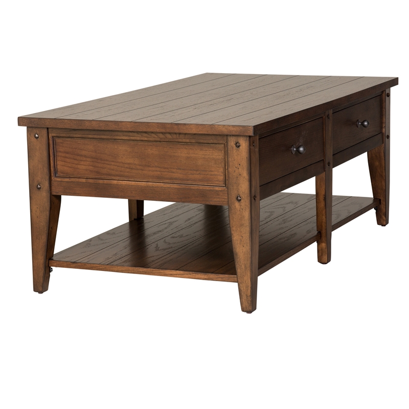 Lake House Dark Brown 3 Piece Set (1-Cocktail 2-End Tables)