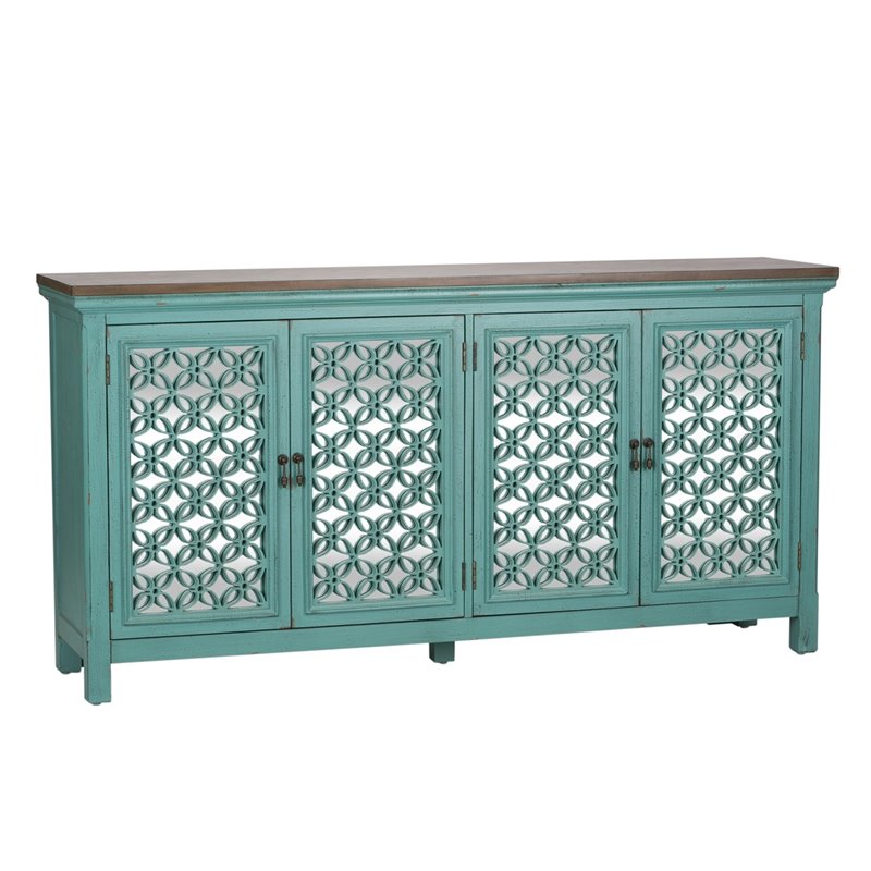 Kensington Blue 4 Door Accent Cabinet