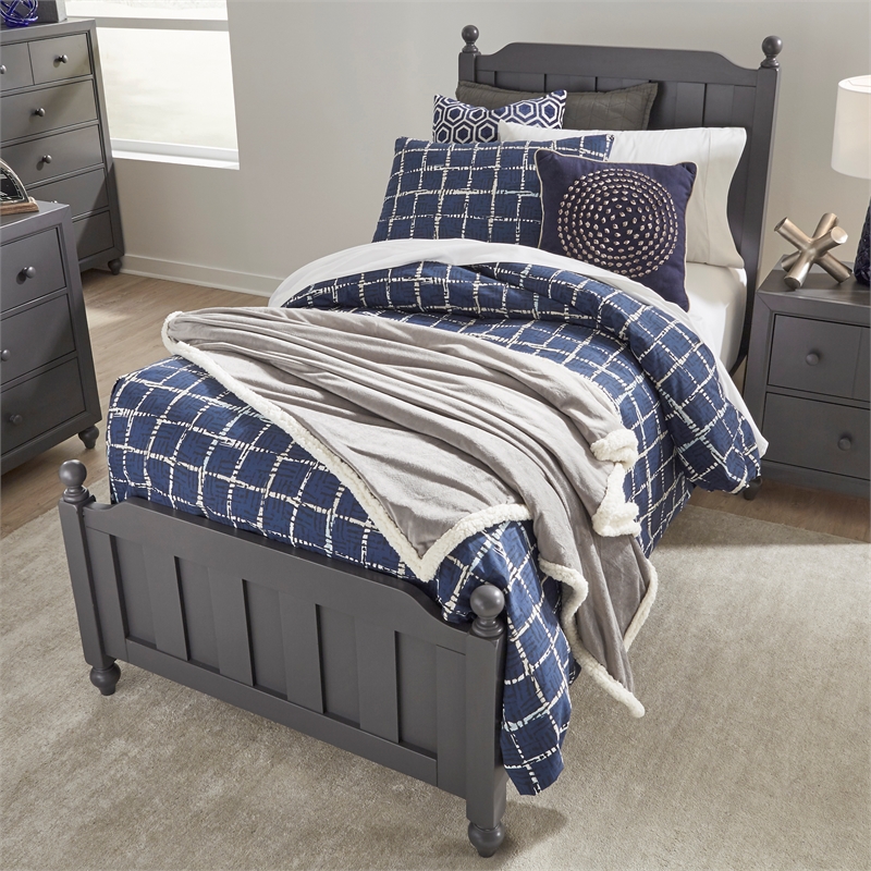 Cottage View Dark Gray Twin Panel Bed
