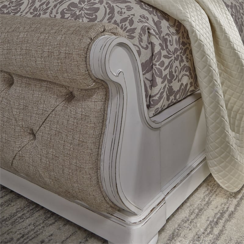 Abbey Park White Queen Uph Sleigh Bed