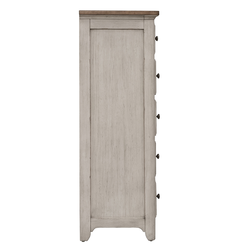 Farmhouse Reimagined White 5 Drawer Chest