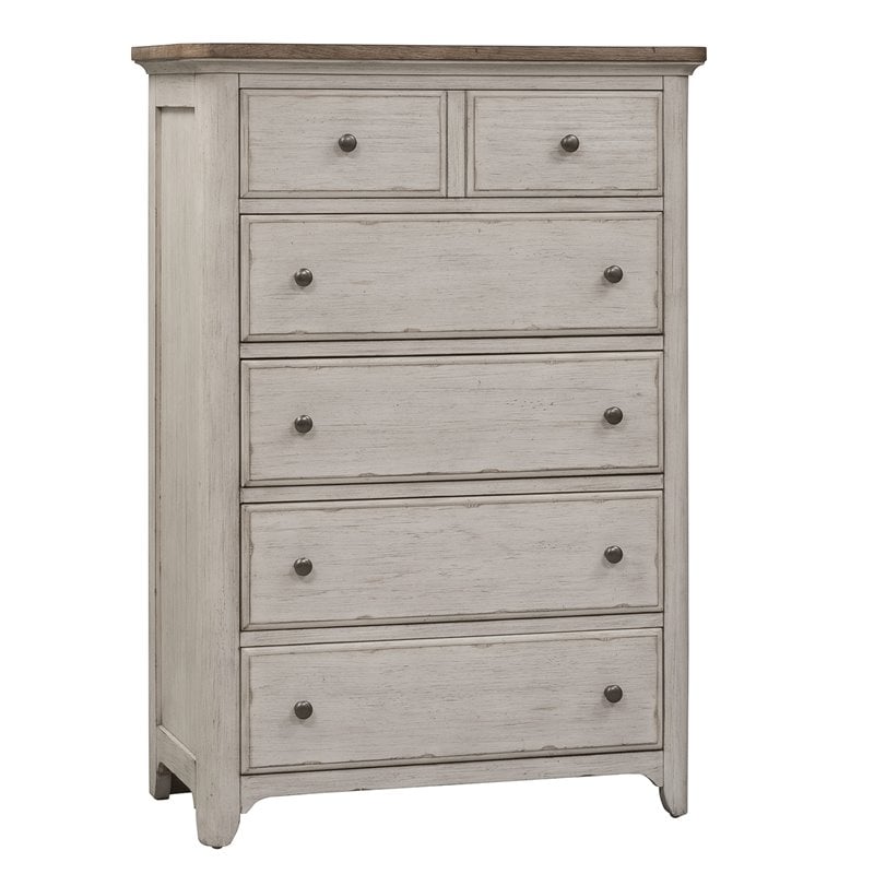 Farmhouse Reimagined White 5 Drawer Chest