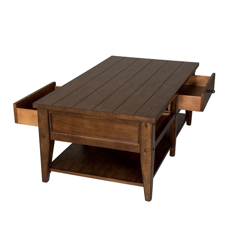 3 Piece Coffee Table and Set of 2 End Table in Oak