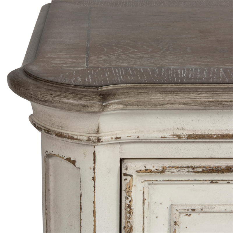 2 Piece Vinage Distressed Armoire and Dresser Mirror Set in White