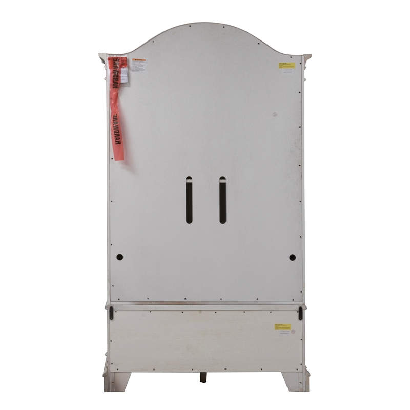 2 Piece Vinage Distressed Armoire and Dresser Mirror Set in White