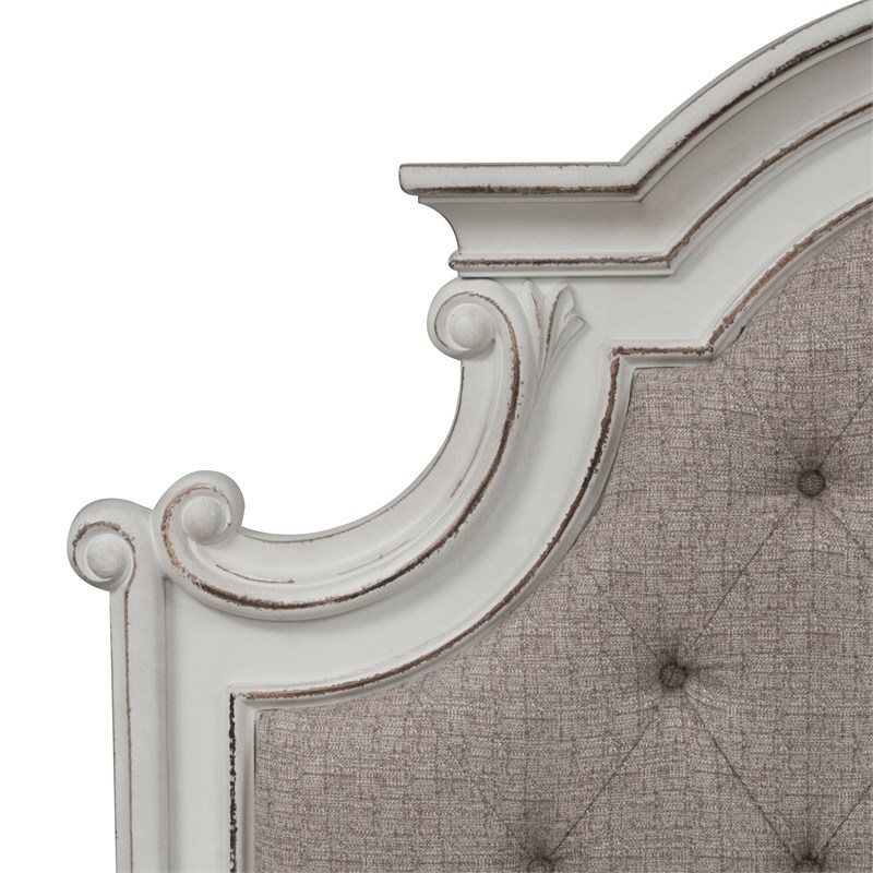 2 Piece Bedroom Set with King Bed and Mirror Dresser in Antique White