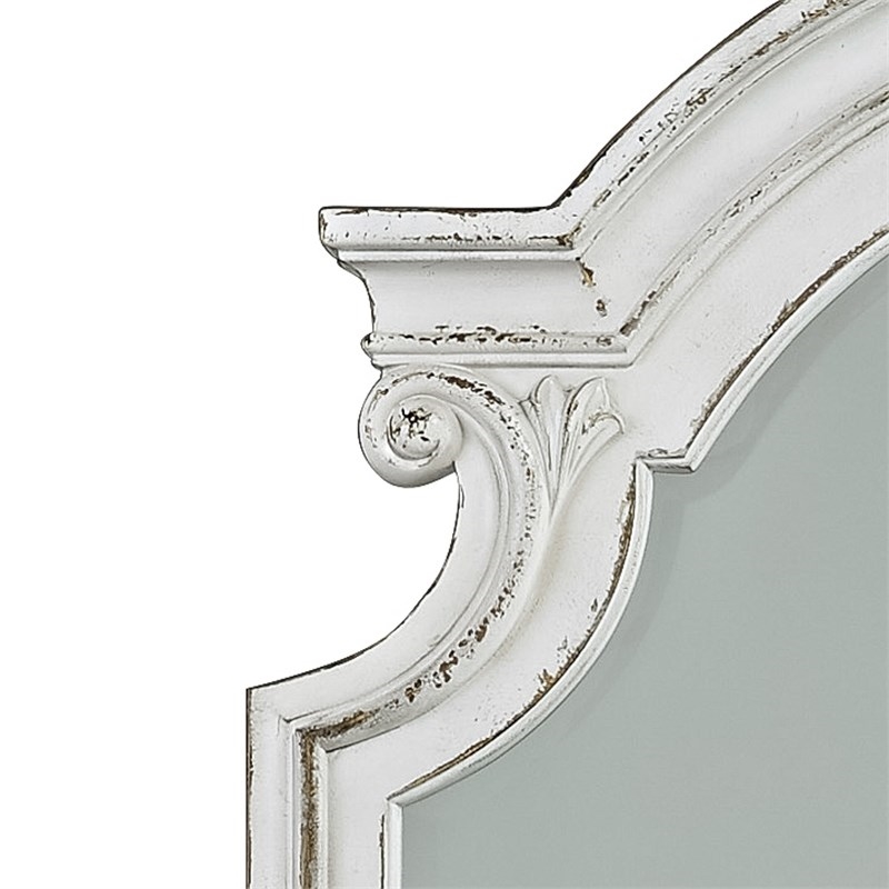 2 Piece Bedroom Set with King Bed and Mirror Dresser in Antique White