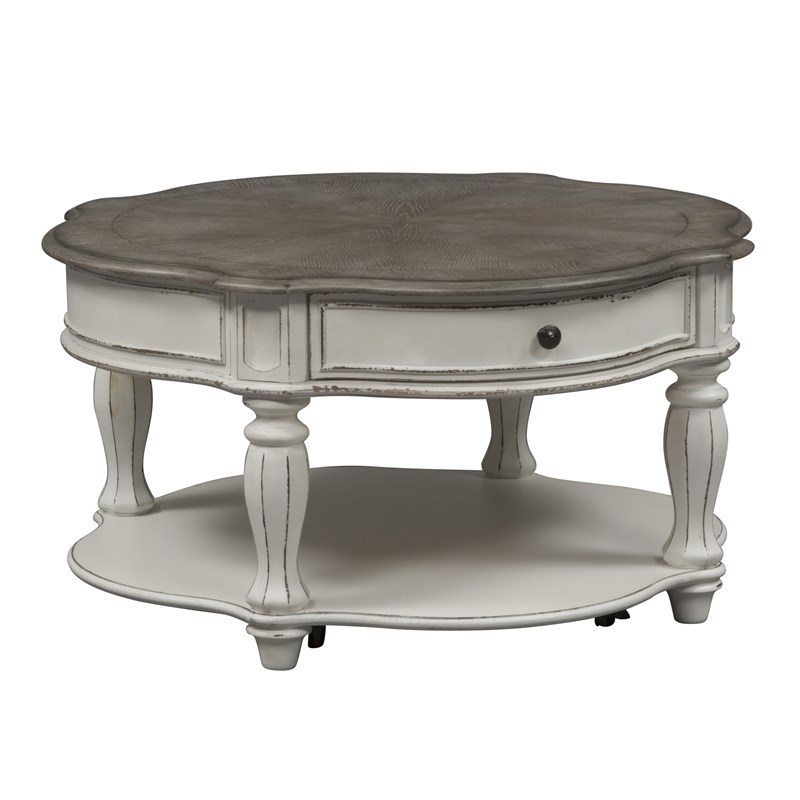 3 Piece Set Of Sofa Table with Round Coffee Table and Side Table