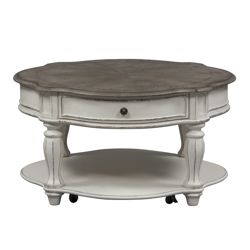 3 Piece Set Of Sofa Table with Round Coffee Table and Side Table
