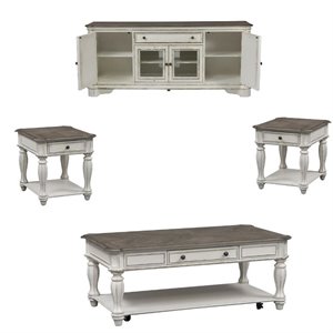 4 Piece Set Of Coffee Table with TV Stand and (Set of Two) End Table