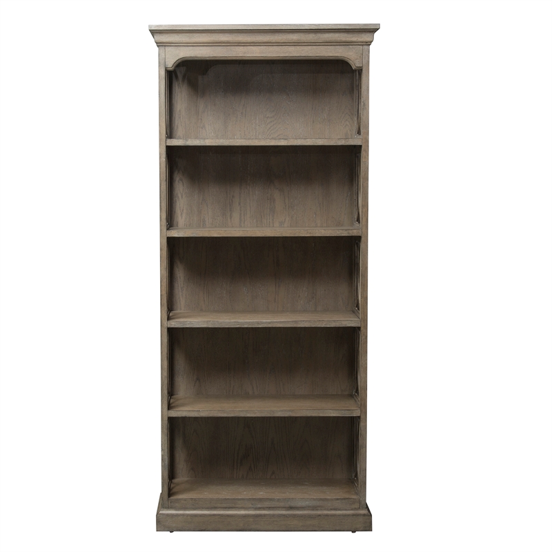 3 Piece Office Set of Credenza with Hutch and Desk in Washed Gray