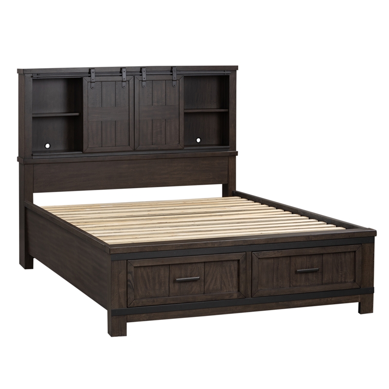 Thornwood Hills Dark Gray King Bookcase Bed