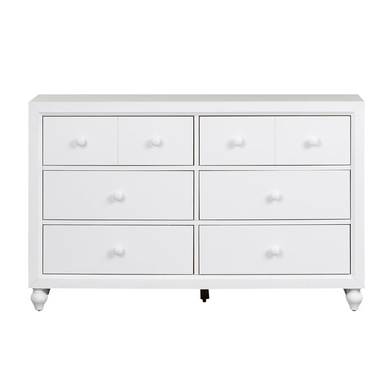 Cottage View White 6 Drawer Dresser