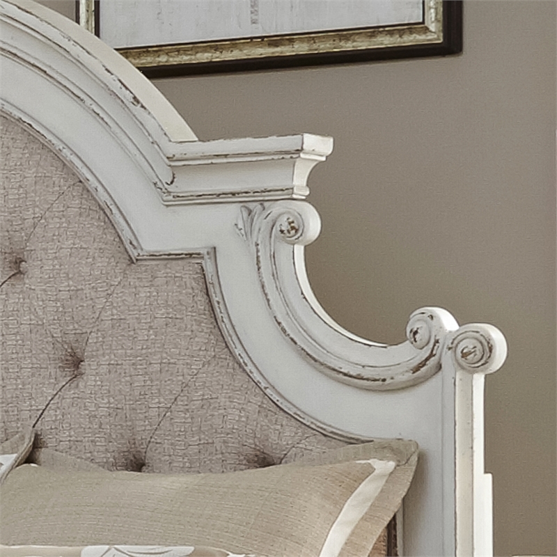 Liberty Magnolia Manor Queen Uph Panel Headboard in Antique White/Weathered Bark